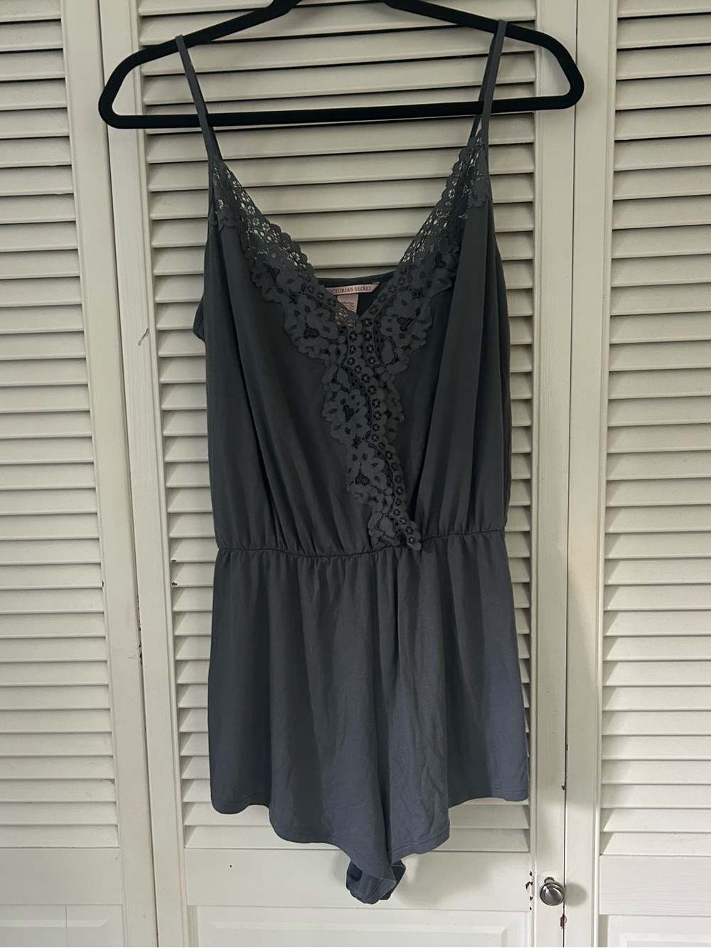 Victoria's Secret Gray Lace-Trim Romper
